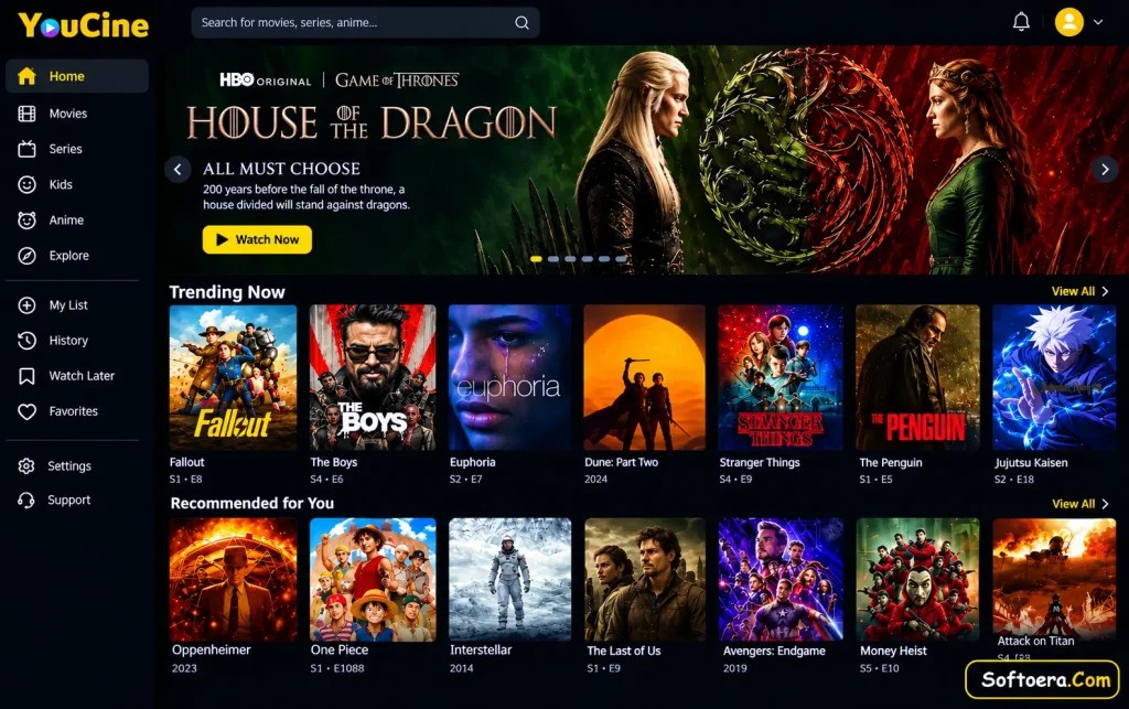 Looking for YouCine APK? Explore its extensive content library, HD streaming, offline viewing, multiple languages, and easy installation on Android devices.